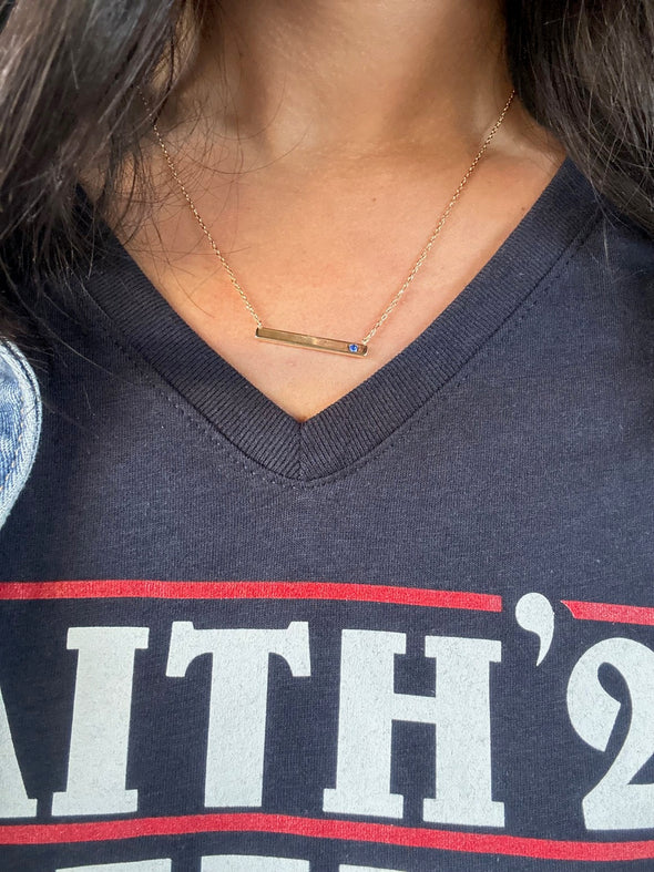 Thin Blue, Red or Green Line Necklace