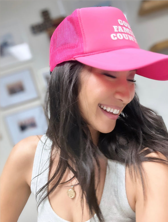 Hot Pink God Family Country Trucker Hat