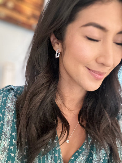 Radiance Inside Out Hoop Earrings, White Gold