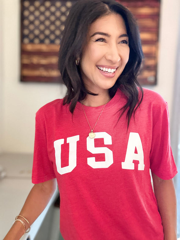 Red Triblend USA Tee
