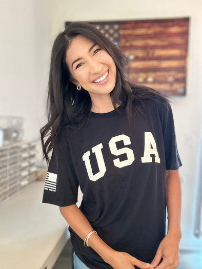 Black Triblend USA Tee