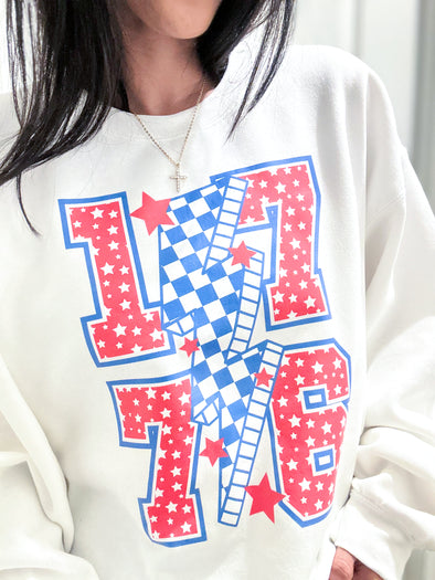 Retro 1776 Crewneck Sweatshirt (White)