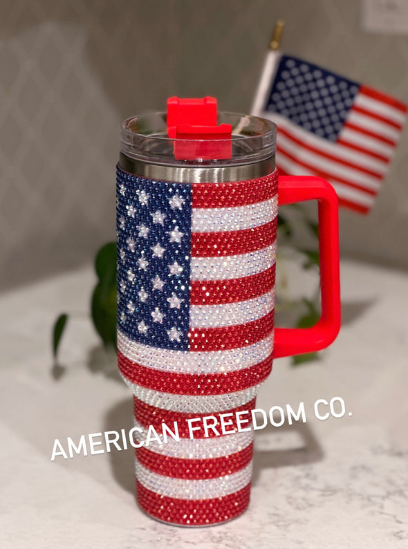 Blinged Out American Flag Tumbler 40oz.