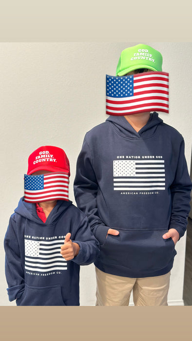 Youth Pullover Hoodie "One Nation Under God"