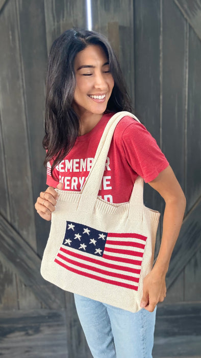 Knit American Flag Tote