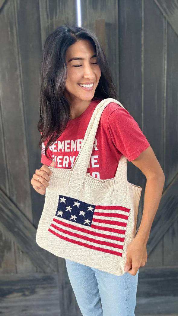 Knit American Flag Tote