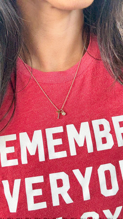 Hannah Cross and Charm, Necklace 14k Gold Plated