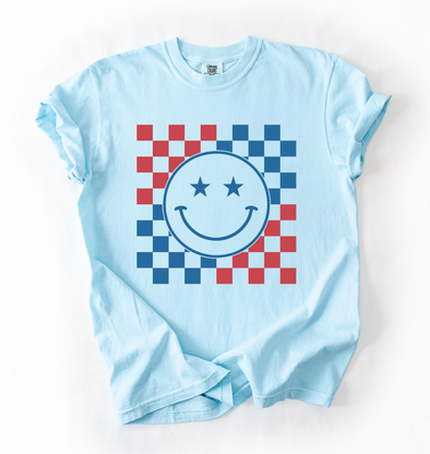 Patriotic Smiley Face (Light Blue)