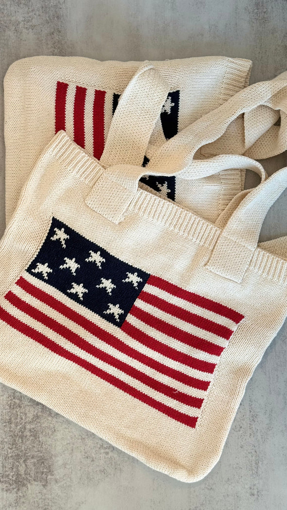 Knit American Flag Tote
