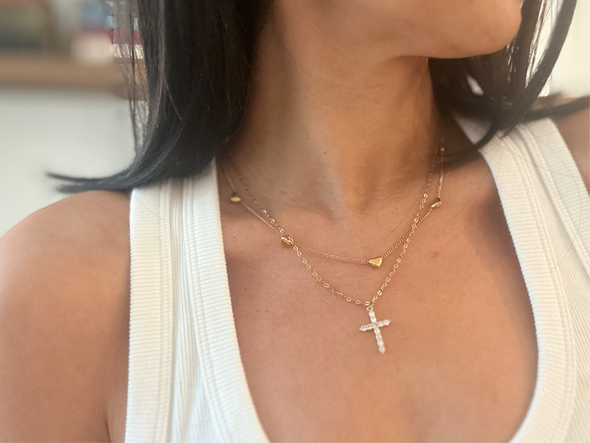 Crystal Cross Necklace, White Gold Plated