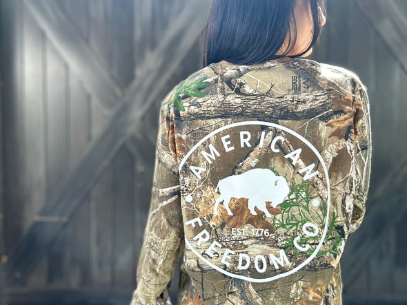 Men's Camo Pocketed Longsleeve (Circle Bison Logo)