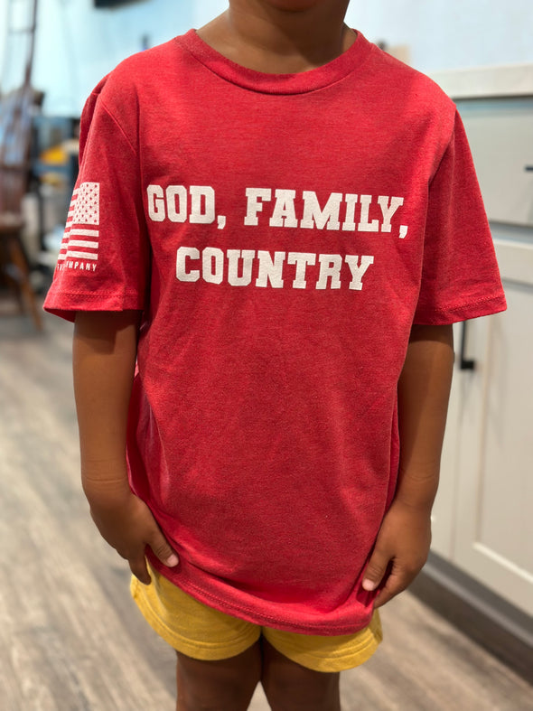 Youth GOD FAMILY COUNTRY (red) Tee