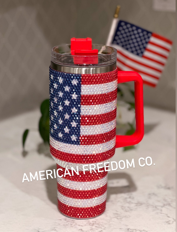 Blinged Out American Flag Tumbler 40oz.