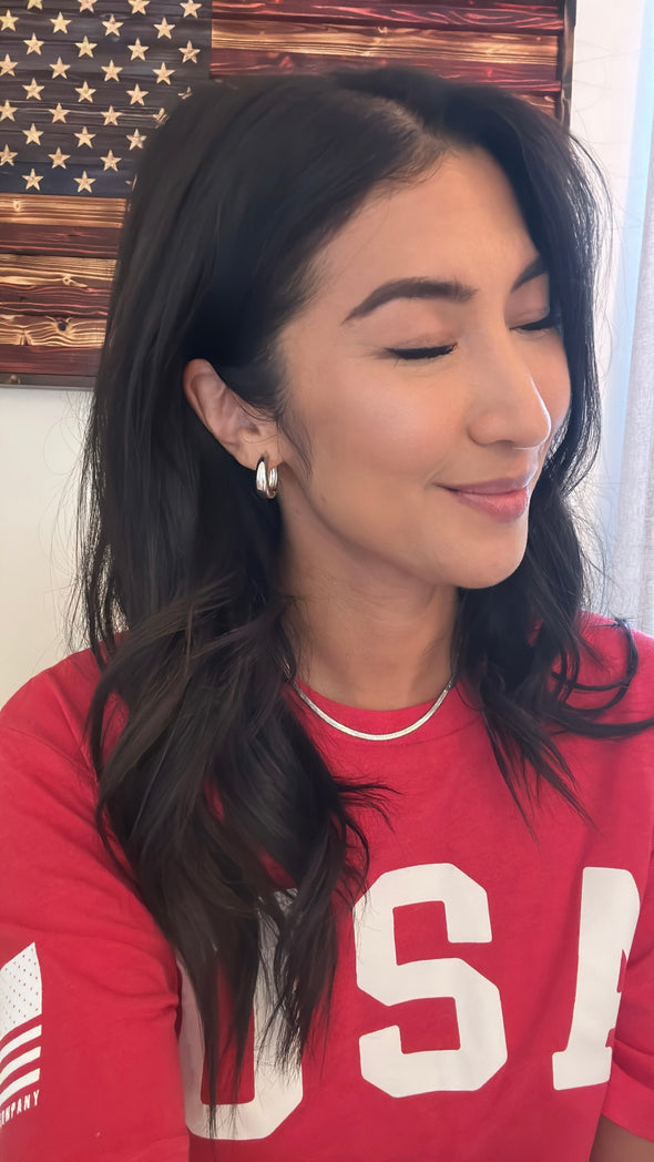 Grace Tapered Oval Hoops, White Gold