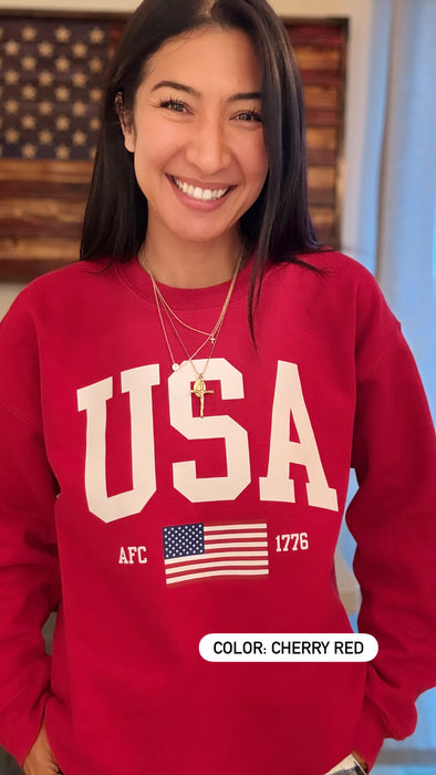 *PRE ORDER* USA Crewneck Tri Color Flag (shipping in 2 weeks)
