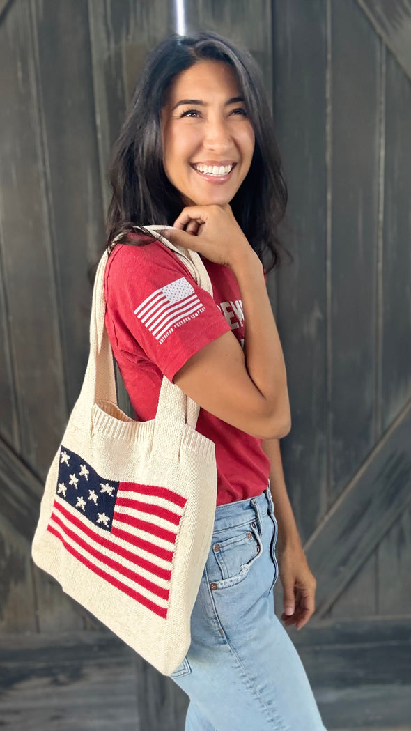 Knit American Flag Tote