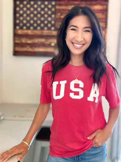 Red Triblend USA Tee