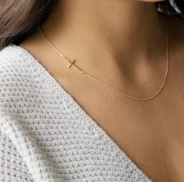 *Made To Order* Sideways Cross Necklace