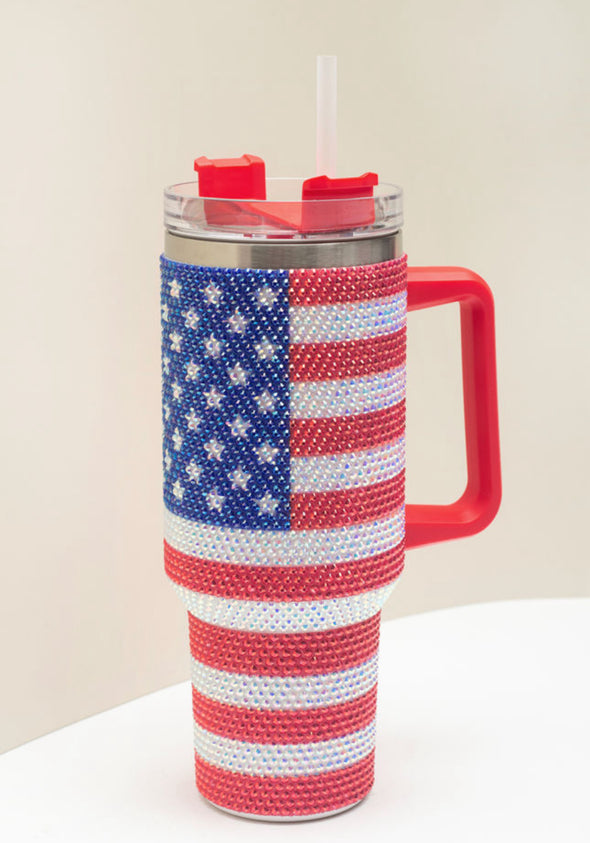 Blinged Out American Flag Tumbler 40oz.