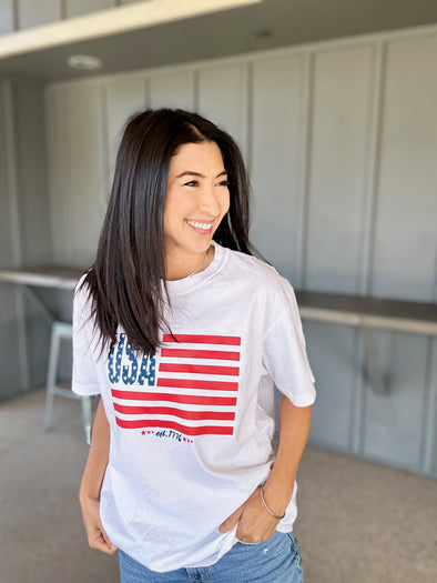 USA Flag Tee (White)