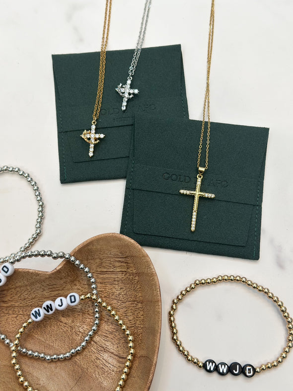 Crown Cross Necklace (18k Yellow Gold Plated)