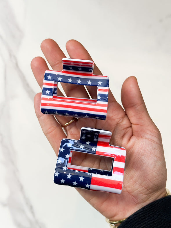 American Flag Hair Clip (2")