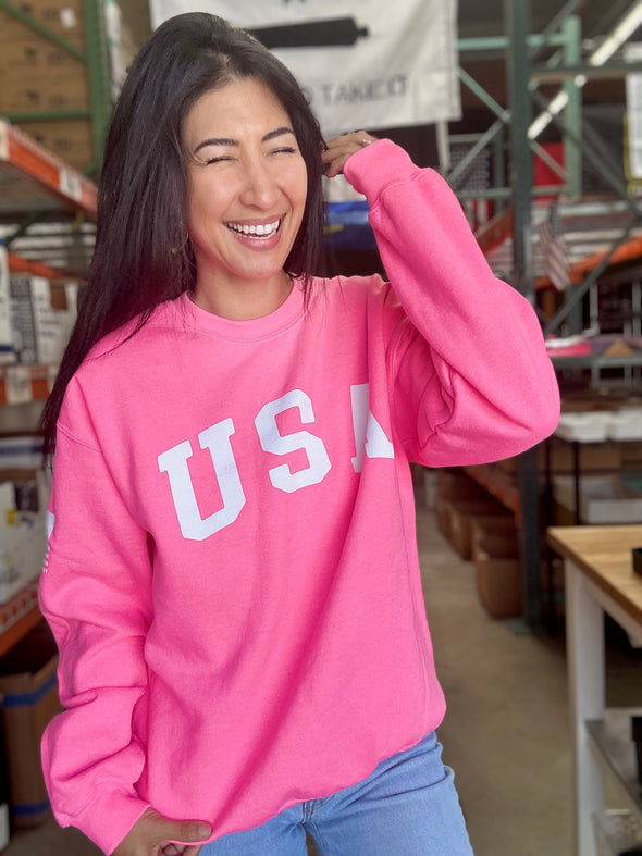 Hot Pink USA Crewneck Sweatshirt