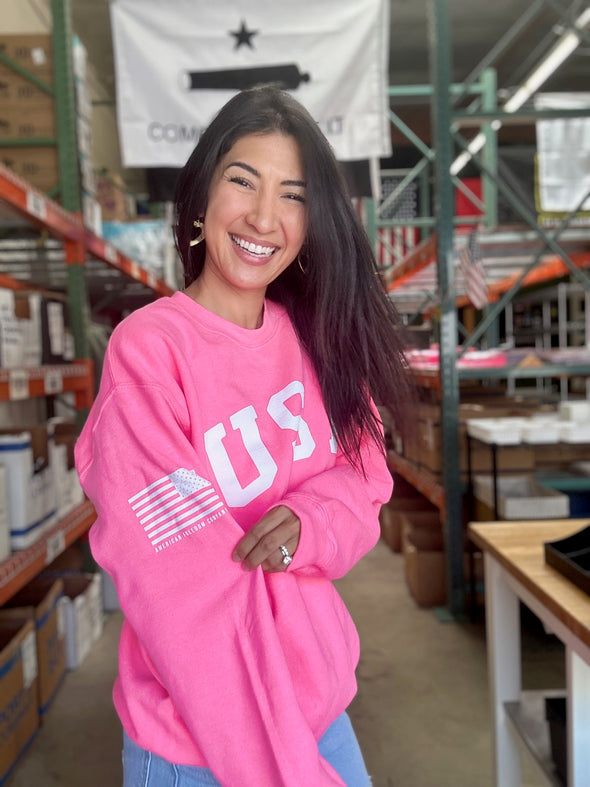 Hot Pink USA Crewneck Sweatshirt