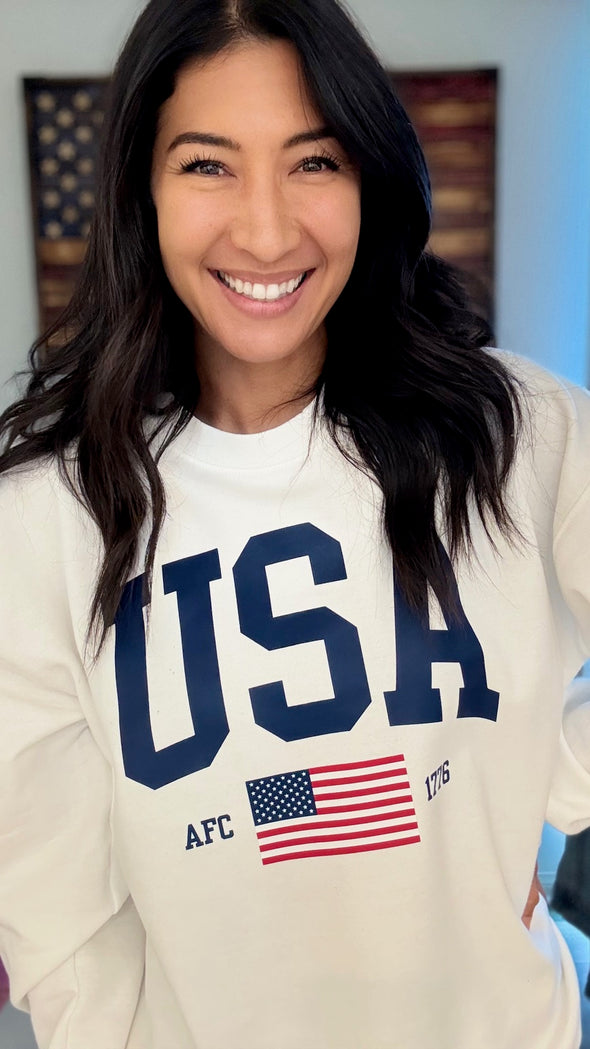 USA Flag Sweatshirt (Navy Print)