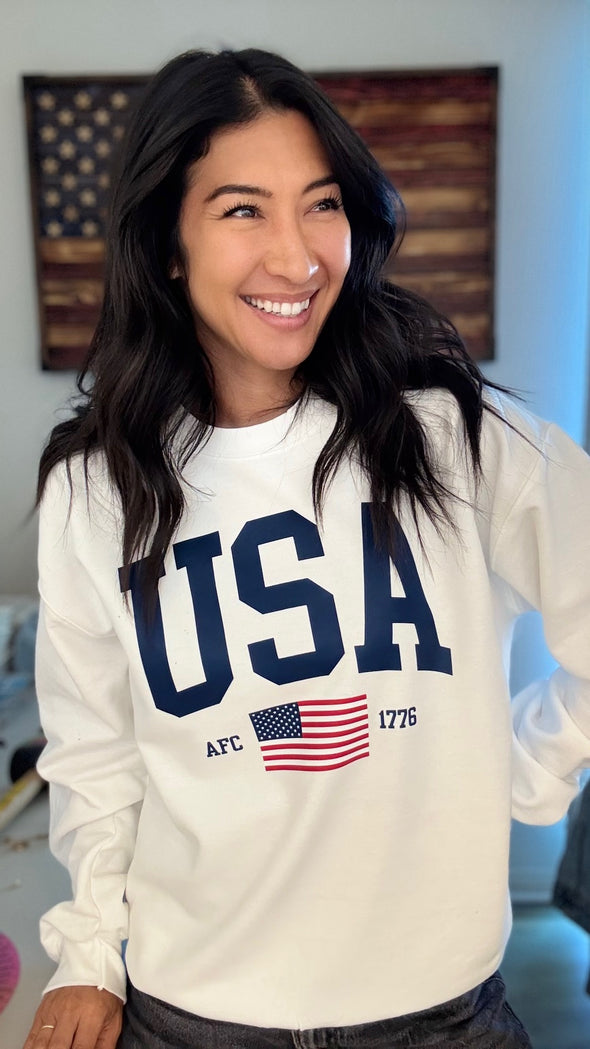 USA Flag Sweatshirt (Navy Print)