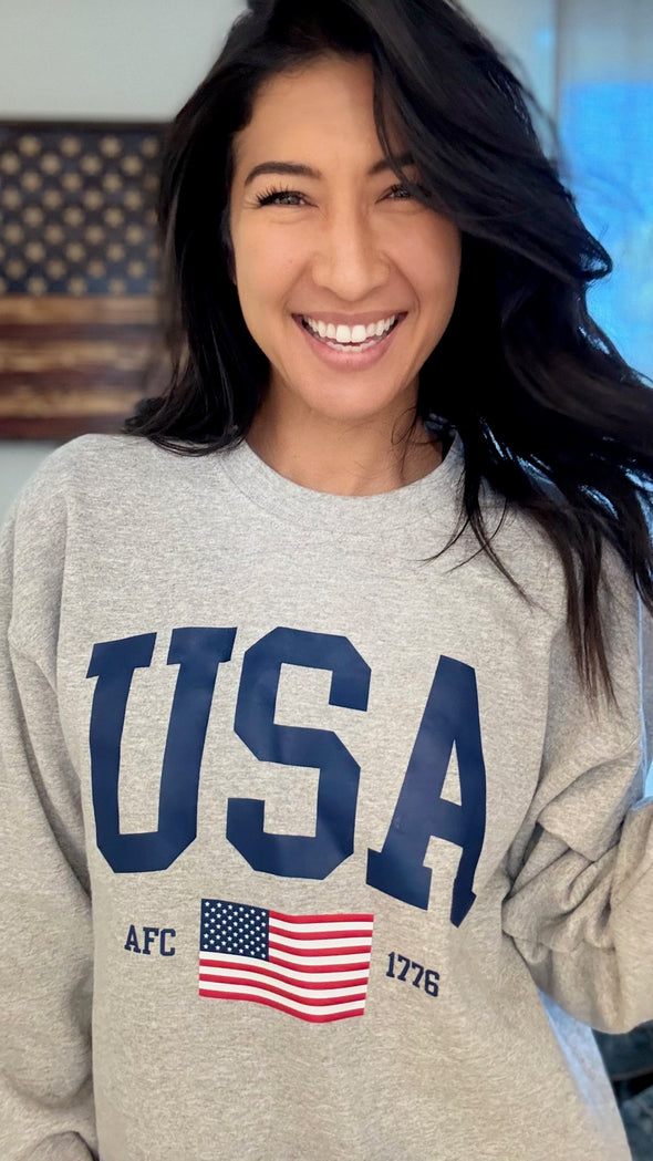 USA Flag Sweatshirt (Navy Print)
