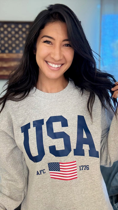 USA Flag Sweatshirt (Navy Print)