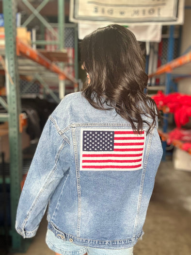 American Flag Jacket (Chenille Patch on Denim)