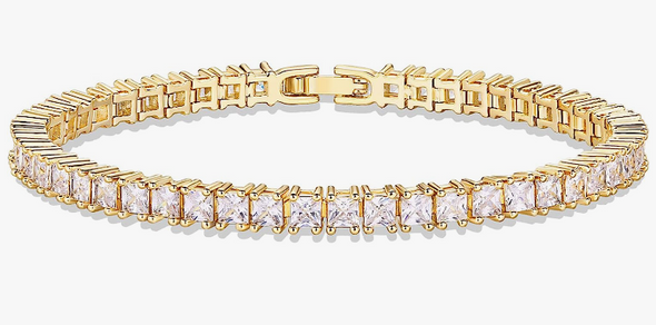 14 Yellow Gold Plated Tennis Bracelet
