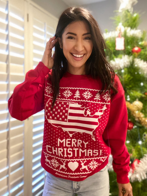 Patriotic Christmas Sweatshirt *Made to Order*