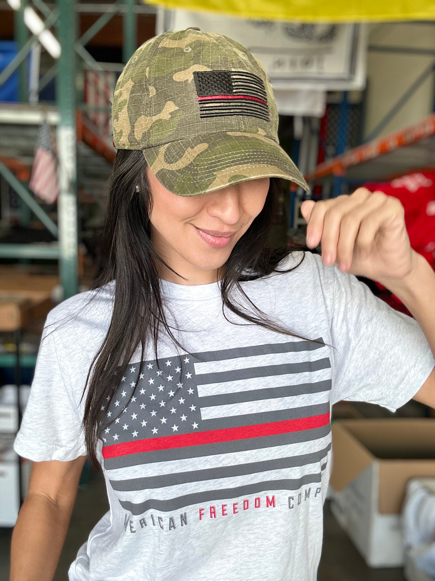 Women's camo hot sale american flag hat